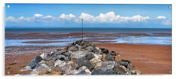 Minehead Beach Panorama  Acrylic by Darren Galpin