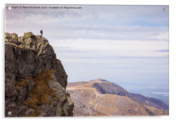 Hiking in Snowdonia Mountains Acrylic by Pearl Bucknall