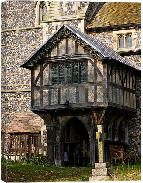 Radwinter Church Porch Canvas Print by Robert Geldard