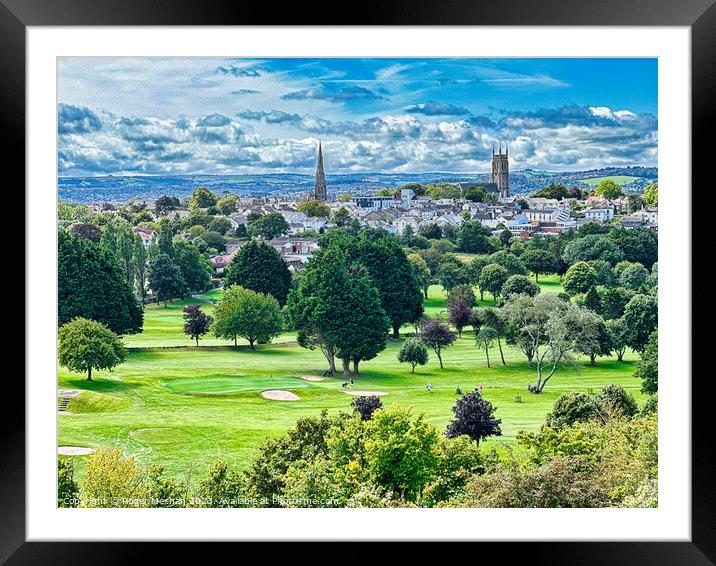 Torquay Golf course and the town beyond Framed Mounted Print by Roger Mechan