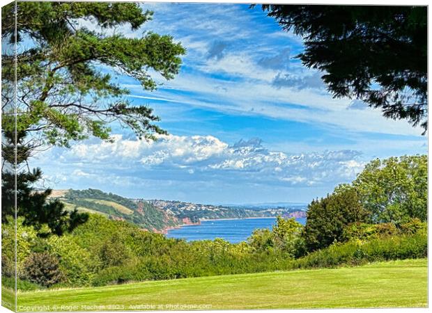 The red cliffs of South Devon and Torbay Canvas Print by Roger Mechan