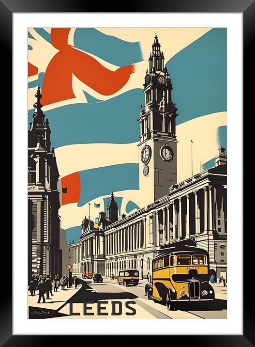 Leeds Vintage Travel Poster Framed Mounted Print by Picture Wizard