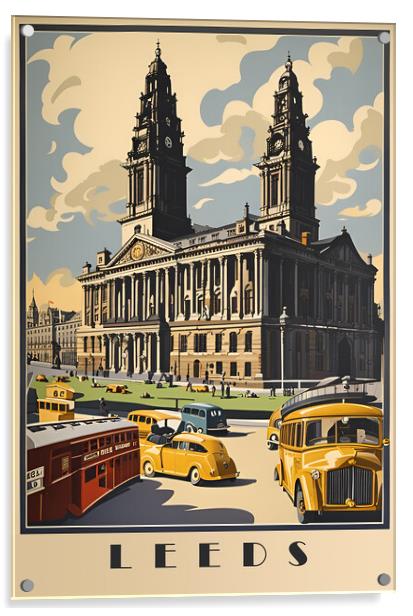Leeds Vintage Travel Poster Acrylic by Picture Wizard