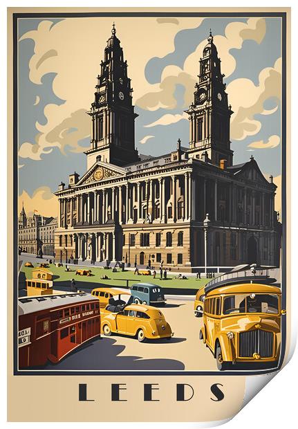 Leeds Vintage Travel Poster Print by Picture Wizard
