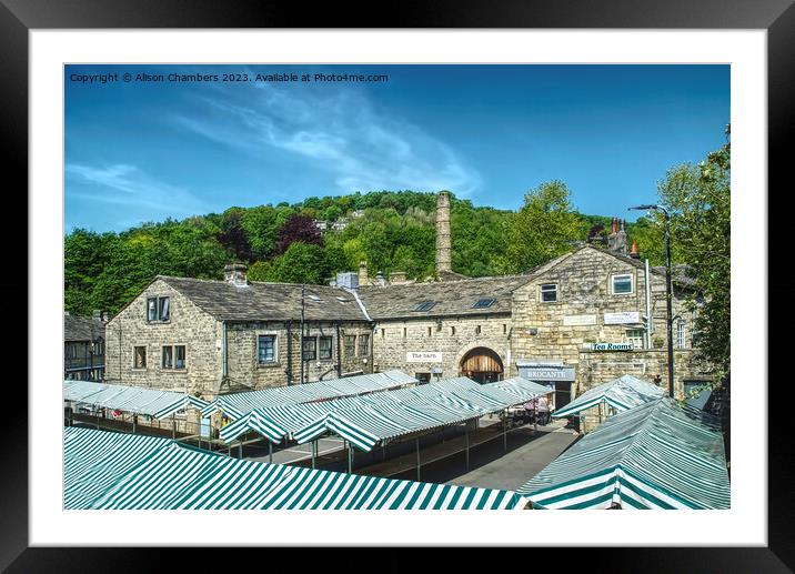 Hebden Bridge Market Place Framed Mounted Print by Alison Chambers