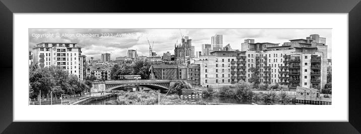 Leeds City Skyline Panorama  Framed Mounted Print by Alison Chambers