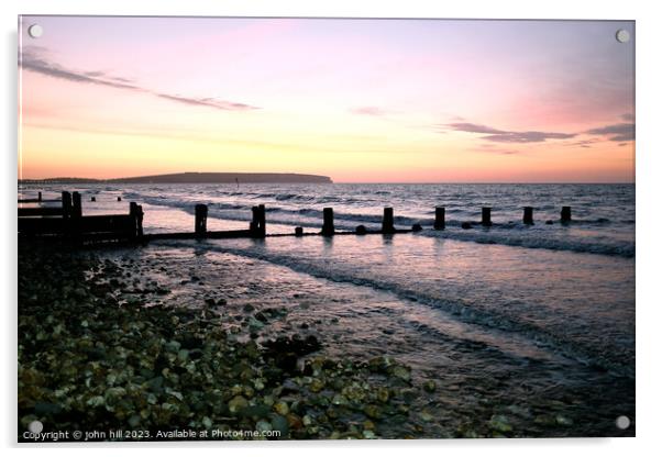 Dawn at Sandown bay, Isle of Wight Acrylic by john hill