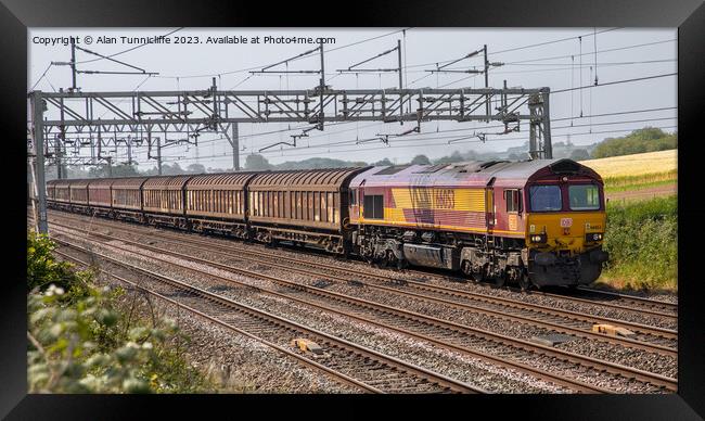 class 66 freight train Framed Print by Alan Tunnicliffe