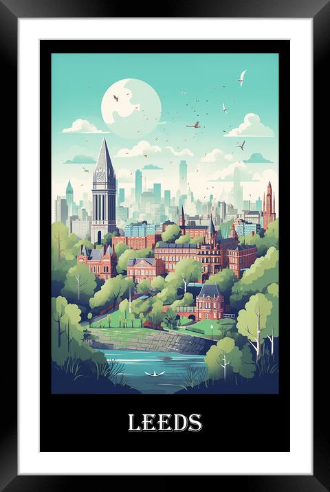 Leeds Travel Poster Framed Mounted Print by Steve Smith