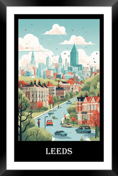 Leeds Travel Poster Framed Mounted Print by Steve Smith