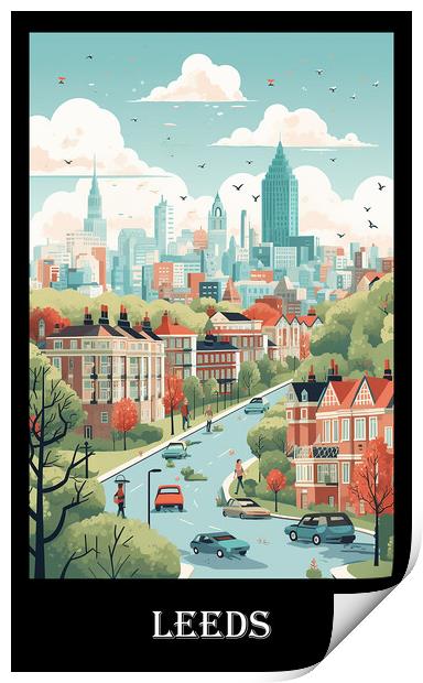 Leeds Travel Poster Print by Steve Smith
