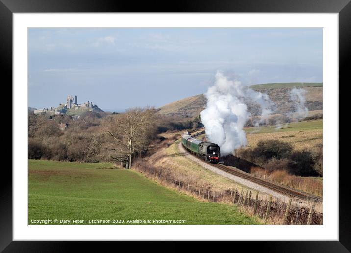 Steam locomotive Manston departing Corfe Castle Framed Mounted Print by Daryl Peter Hutchinson