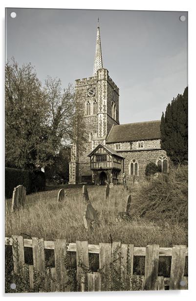 St Mary's church Radwinter Acrylic by Gary Eason