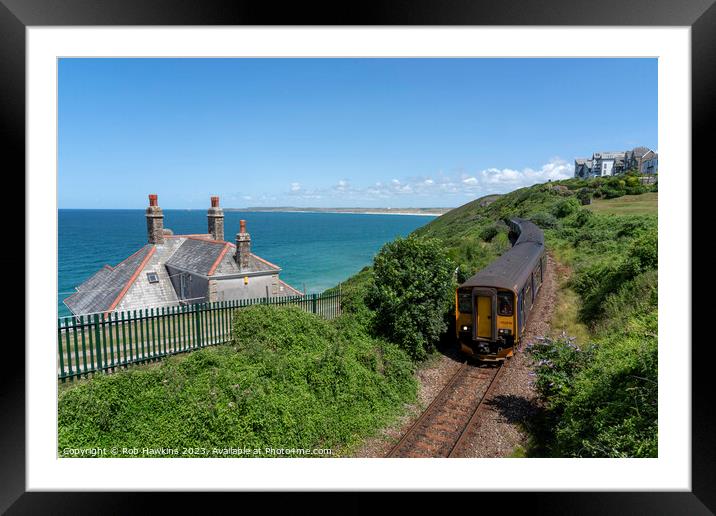 Carbis bay railway seascape  Framed Mounted Print by Rob Hawkins
