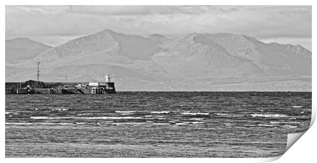 Troon harbour and Arran Print by Allan Durward Photography