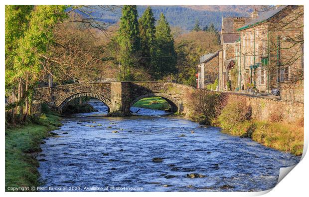 Beddgelert Village Bridge in Snowdonia Print by Pearl Bucknall