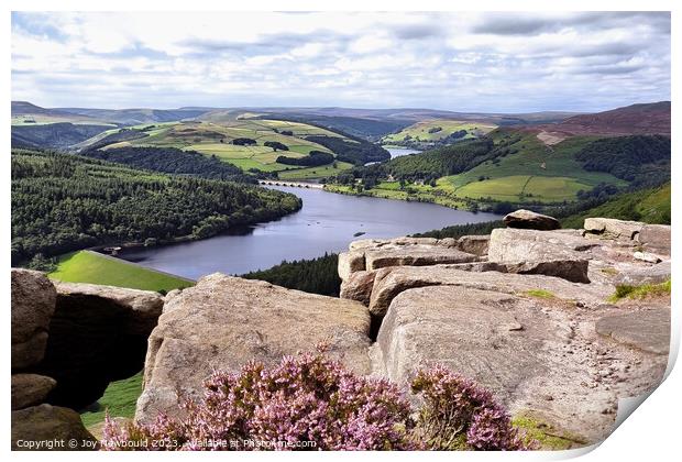 Ladybower Reservoir from Bamford Edge Print by Joy Newbould