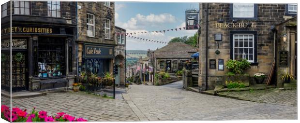 Haworth Main Street Panoramic Canvas Print by Tim Hill