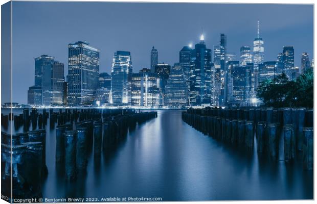 New York City Skyline ( Blue ) Canvas Print by Benjamin Brewty