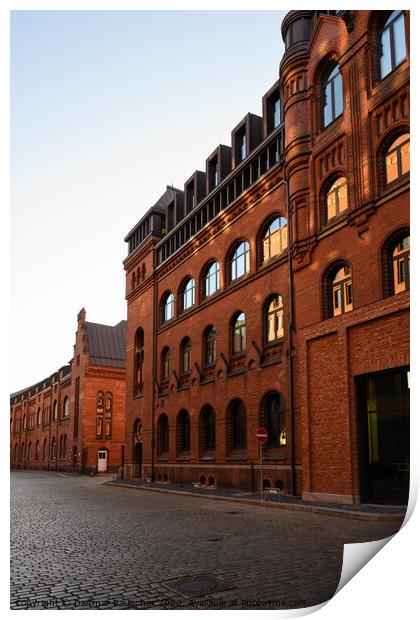 Speicherstadt Warehouse District Brick Building in Hamburg Print by Dietmar Rauscher