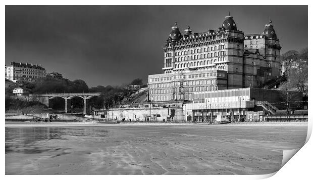 Scarborough Grand Hotel Black and White Print by Tim Hill