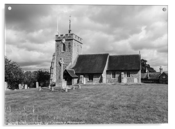 St Ippolyts Church Acrylic by Benjamin Brewty