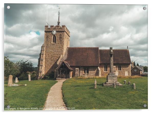 St Ippolyts Church  Acrylic by Benjamin Brewty