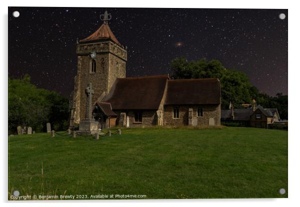 St Ippolyts, Church, Hertfordshire,  Acrylic by Benjamin Brewty