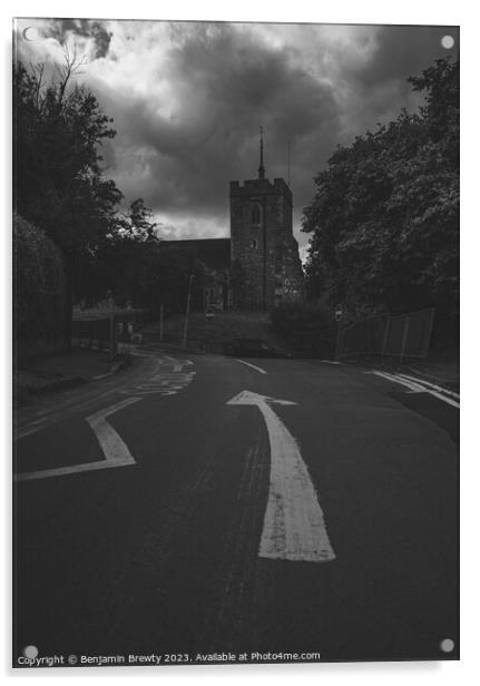 St Ippolyts Church Acrylic by Benjamin Brewty