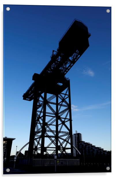 Finnieston Crane Silhouette In Glasgow Acrylic by Artur Bogacki