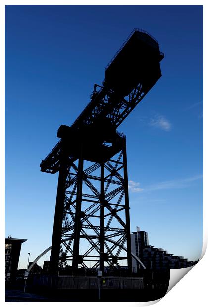 Finnieston Crane Silhouette In Glasgow Print by Artur Bogacki