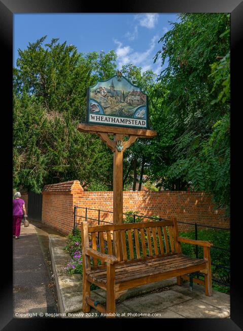 Wheathampstead Sign Framed Print by Benjamin Brewty