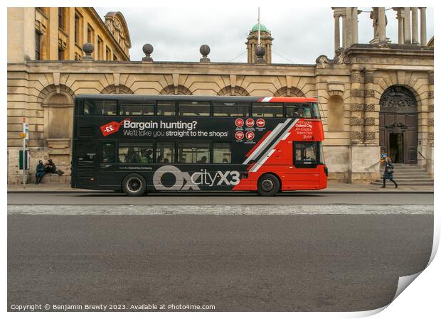 Oxford Bus Print by Benjamin Brewty