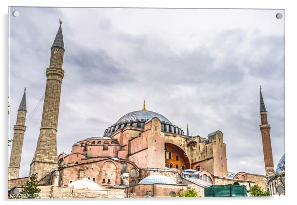 Hagia Sophia Mosque Dome Minarets Istanbul Turkey Acrylic by William Perry