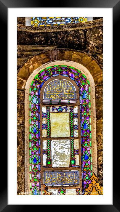 Stained Glass Hagia Sophia Mosque Basilica Istanbul Turkey Framed Mounted Print by William Perry