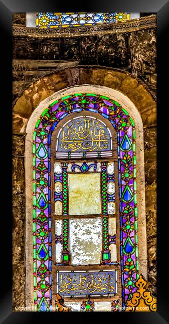 Stained Glass Hagia Sophia Mosque Basilica Istanbul Turkey Framed Print by William Perry