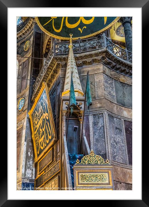 Colorful Islamic Pulpit Hagia Sophia Mosque Istanbul Turkey Framed Mounted Print by William Perry
