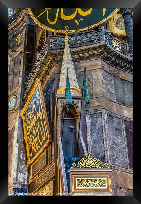 Colorful Islamic Pulpit Hagia Sophia Mosque Istanbul Turkey Framed Print by William Perry