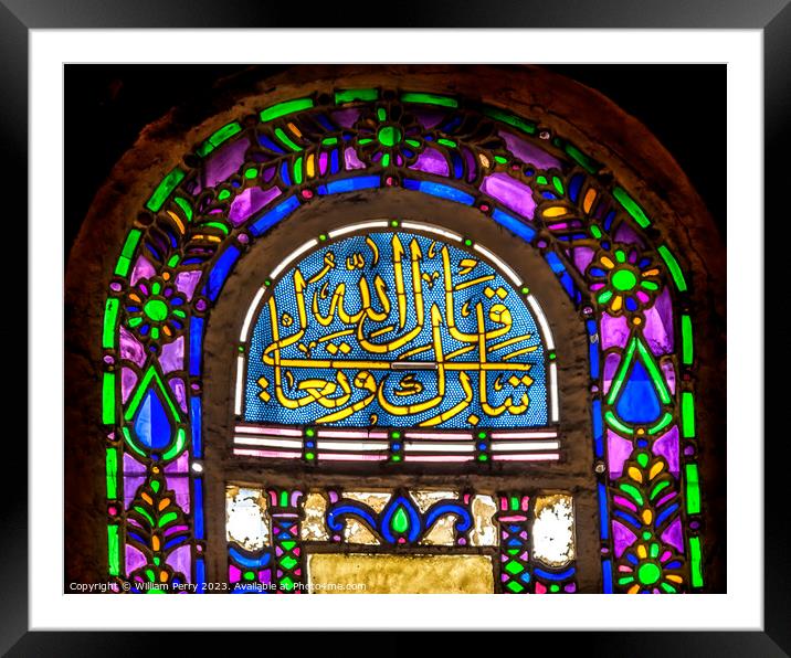 Colorful Stained Glass Hagia Sophia Mosque Basilica Istanbul Tur Framed Mounted Print by William Perry