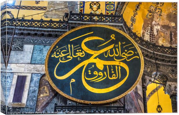 Caliph Umar Medallion Hagia Sophia Mosque Istanbul Turkey Canvas Print by William Perry