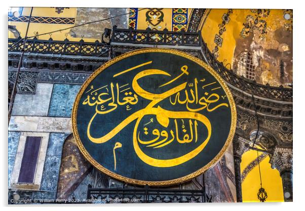 Caliph Umar Medallion Hagia Sophia Mosque Istanbul Turkey Acrylic by William Perry