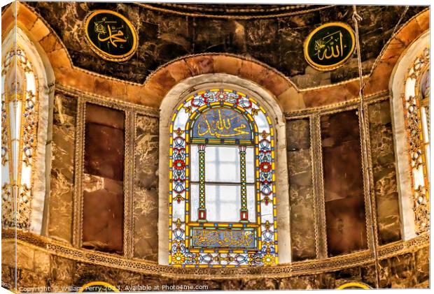 Colorful Stained Glass Hagia Sophia Mosque Basilica Medallions I Canvas Print by William Perry