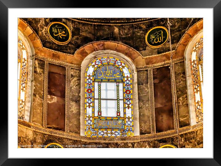 Colorful Stained Glass Hagia Sophia Mosque Basilica Medallions I Framed Mounted Print by William Perry
