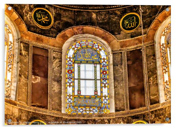 Colorful Stained Glass Hagia Sophia Mosque Basilica Medallions I Acrylic by William Perry