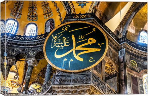 Muhammad Medallion Hagia Sophia Mosque Basilica Istanbul Turkey Canvas Print by William Perry
