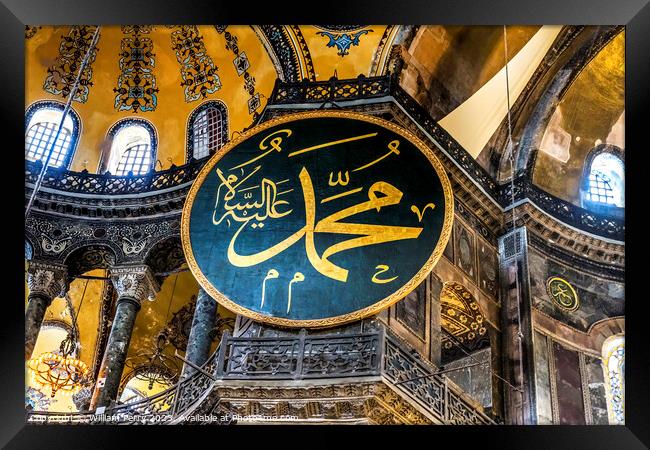 Muhammad Medallion Hagia Sophia Mosque Basilica Istanbul Turkey Framed Print by William Perry
