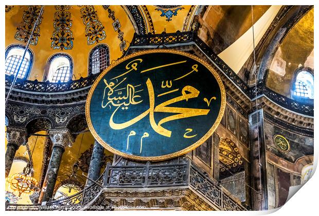 Muhammad Medallion Hagia Sophia Mosque Basilica Istanbul Turkey Print by William Perry