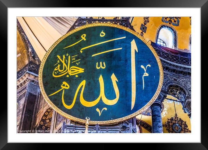 Allah Medallion Hagia Sophia Mosque Basilica Istanbul Turkey Framed Mounted Print by William Perry