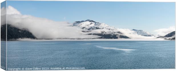 Fog on the mountains and sea in Passage Canal, Whittier, Alaska USA Canvas Print by Dave Collins