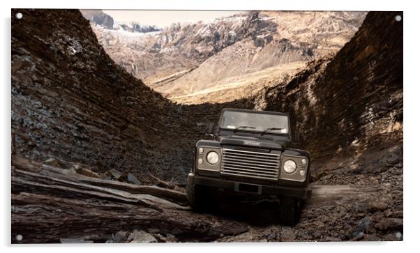land rover defender Acrylic by Guido Parmiggiani